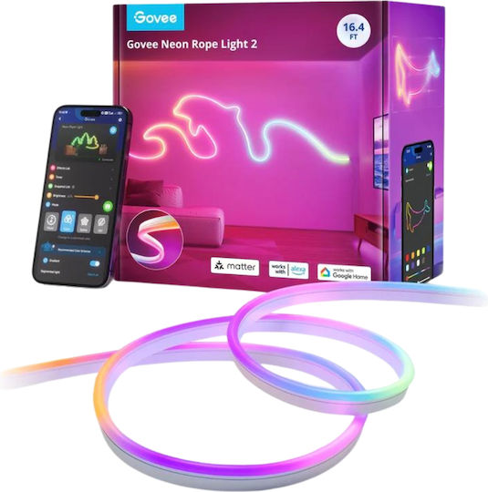 Govee Smart Ταινία LED Neon Rope Light 2 Wi-Fi RGB Φως 3m Neon Flex με Τροφοδοτικό H61D3