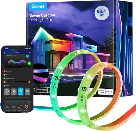 Govee Αδιάβροχη Smart Ταινία LED Wi-Fi RGBW Φως 10m με Τροφοδοτικό H70A13D1