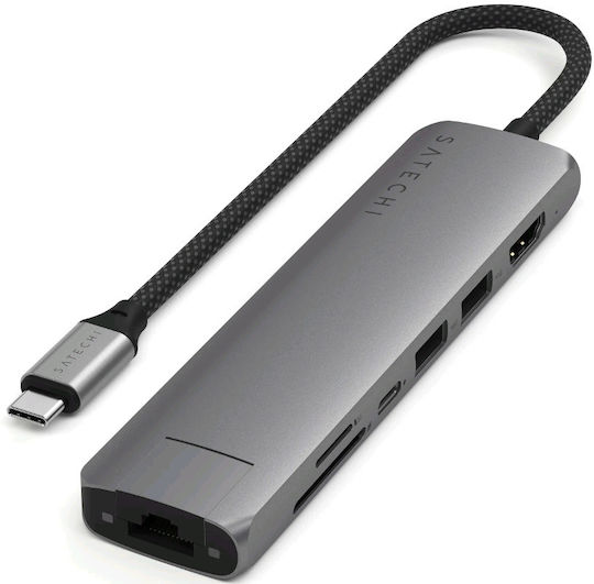 Satechi USB-C Docking Station με HDMI 4K PD Ethernet Γκρι (ST-P7SM)