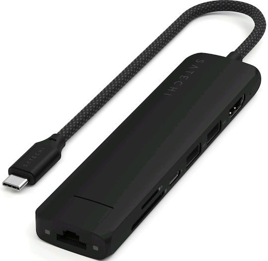 Satechi USB-C Docking Station με HDMI 4K PD Ethernet Μαύρο (ST-P7SK)