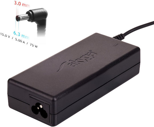 Akyga Φορτιστής Laptop 75W 15V 5A για Toshiba χωρίς Καλώδιο Τροφοδοσίας (AK-ND-14)