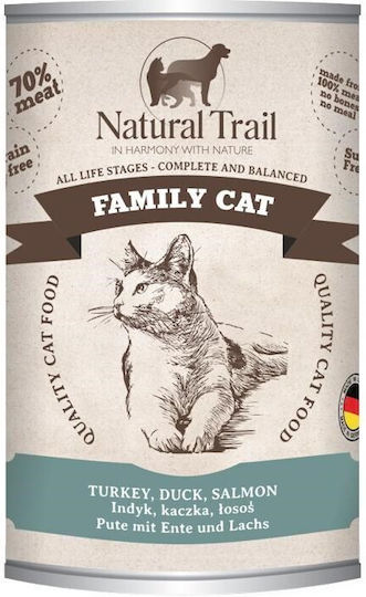 Natural Trail Υγρή Τροφή για Ενήλικες Γάτες σε Κονσέρβα με Γαλοπούλα, Πάπια και Σολομό χωρίς Γλουτένη 400gr