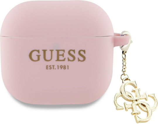 Guess Charm Θήκη Σιλικόνης σε Ροζ χρώμα για Apple AirPods 4