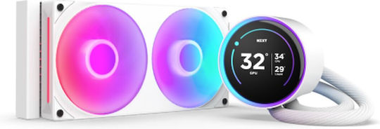 NZXT Kraken Elite 240 (v2) Υδρόψυξη Επεξεργαστή Διπλού Ανεμιστήρα 120mm για Socket AM4/AM5/1700/1200/115x με RGB Φωτισμό Λευκή