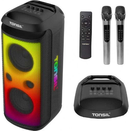 Tonsil Ηχείο Karaoke με Ασύρματα Μικρόφωνα σε Μαύρο Χρώμα