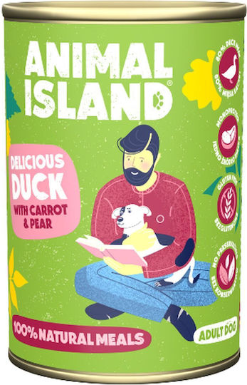 Animal Island Υγρή Τροφή Σκύλων σε Κονσέρβα με Πάπια και Καρότο χωρίς Γλουτένη 400gr