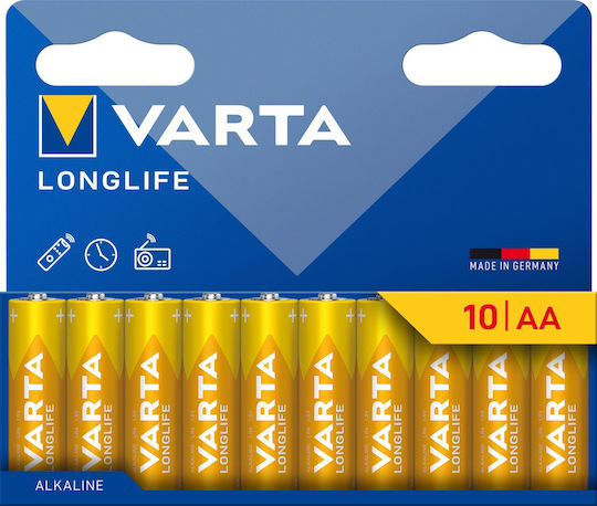 Varta Longlife Αλκαλικές Μπαταρίες AA 1.5V 10τμχ 4106101761