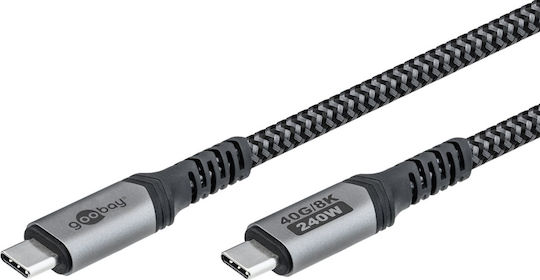 Goobay Braided USB 3.0 Cable USB-C male - USB-C / DisplayPort 240W Γκρι 0.5m 74210