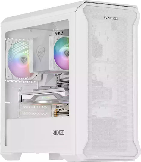 Genesis Irid 503 Gaming Micro Tower Κουτί Υπολογιστή με Πλαϊνό Παράθυρο Λευκό