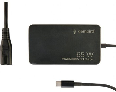 Gembird USB-C Universal Φορτιστής Laptop 65W 5V 5.6A με Αντάπτορα Τροφοδοσίας (NPA-AC-PDQC65-01)