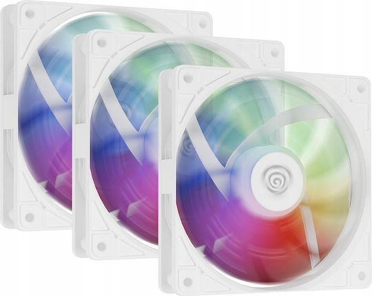 Natec Oxal 120 Case Fan με ARGB Φωτισμό και Σύνδεση 3-Pin / 4-Pin PWM 3τμχ Λευκό