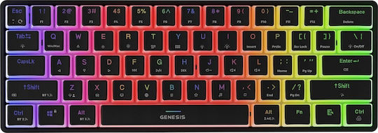 Genesis Thor 660 G2 Gaming Μηχανικό Πληκτρολόγιο 60% με Gateron Red διακόπτες και RGB φωτισμό (Αγγλικό US)