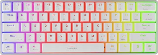 Genesis Thor 660 G2 Gaming Μηχανικό Πληκτρολόγιο 60% με Gateron Brown διακόπτες και RGB φωτισμό (Αγγλικό US) Λευκό