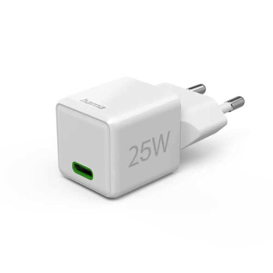 HAMA Φορτιστής Χωρίς Καλώδιο με Θύρα USB-C 25W Power Delivery / Quick Charge 2.0 Λευκός (201981)