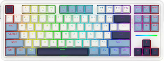 Redragon Antonium Pro Leopard Ασύρματο Gaming Μηχανικό Πληκτρολόγιο Tenkeyless με RGB φωτισμό (Αγγλικό US) Λευκό