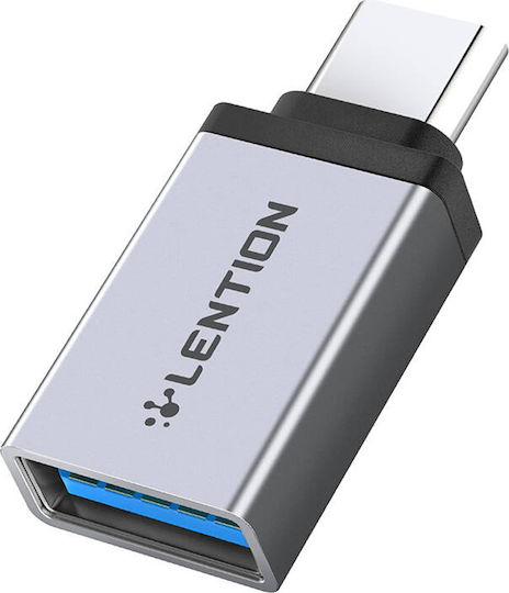 Lention Μετατροπέας USB-C male σε USB-A female Γκρι 1τμχ 059925