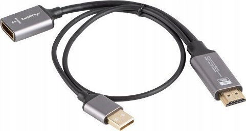 Προσαρμογέας Καλωδίου Lanberg Hdmi M > Displayport F 4k Στο Καλώδιο 20cm Ασημί