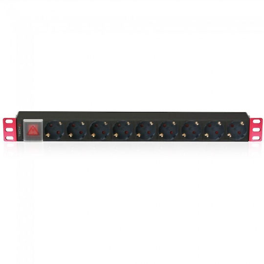 Power Strip Rack 1u 9x Schuko Socket Connector 2m