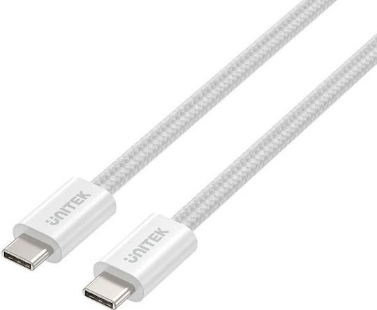 Unitek Magnetic / Retractable / Braided USB 2.0 Cable USB-C male - USB-C 100W Λευκό 1m (C1414AWH-1M)