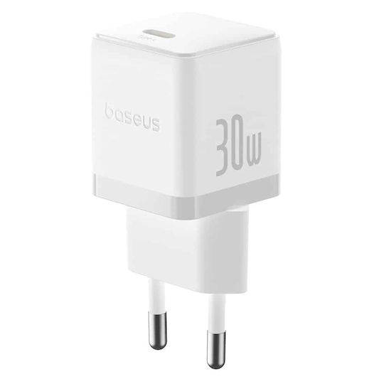Baseus Φορτιστής Χωρίς Καλώδιο με Θύρα USB-C 30W Power Delivery Λευκός (Palm)