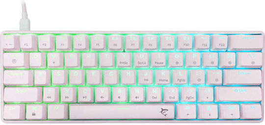 White Shark Shinobi 2 Gaming Μηχανικό Πληκτρολόγιο 40% με Custom Blue διακόπτες και RGB φωτισμό (Αγγλικό US) Λευκό
