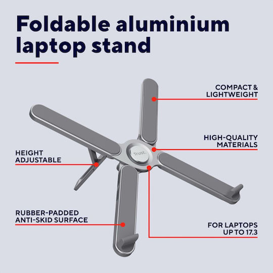 Trust Βάση Στήριξης για Laptop Γκρι (25647)