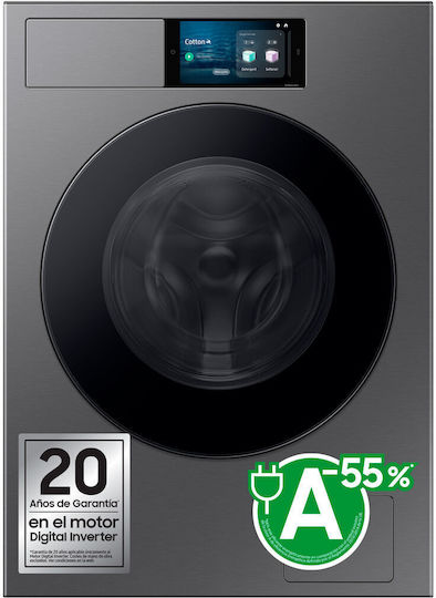 Samsung Πλυντήριο Ρούχων 9kg 1400 Στροφών AI Wash Γκρι WF90F09C4SU3