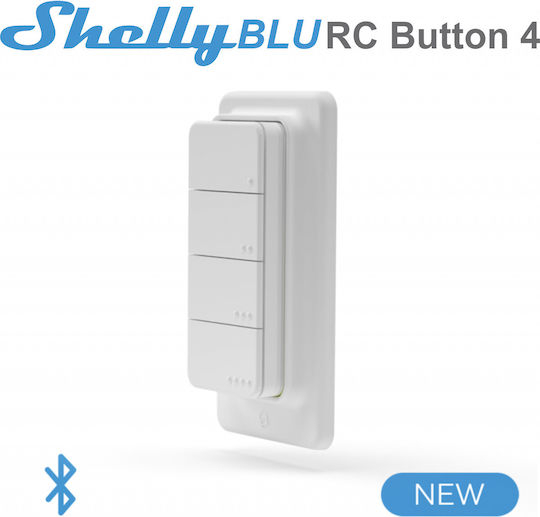 Shelly Button 4 Smart Ενδιάμεσος Διακόπτης Bluetooth σε Λευκό Χρώμα BLURCButton4