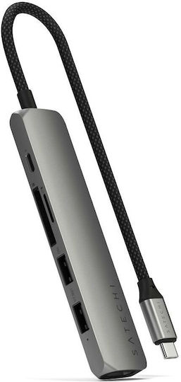 Satechi ST-P6SM USB-A / USB-C Docking Station με HDMI 4K PD Γκρι