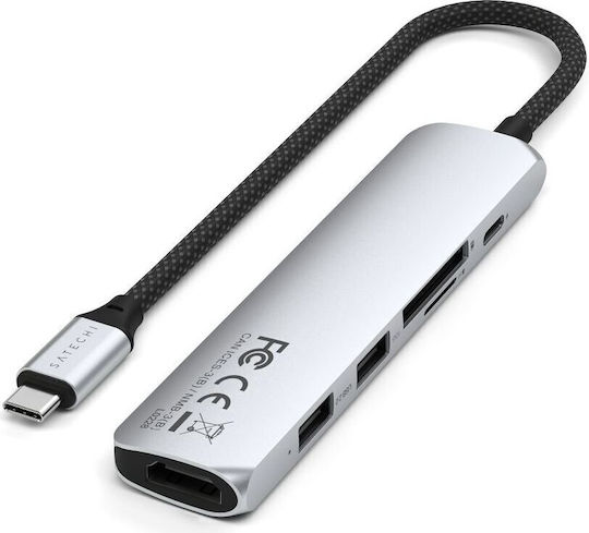 Satechi ST-P6SS USB-A / USB-C Docking Station με HDMI 4K PD Ασημί