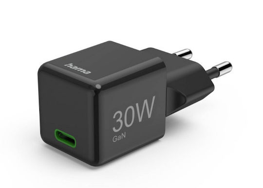 HAMA Φορτιστής Χωρίς Καλώδιο GaN με Θύρα USB-C 30W Power Delivery Μαύρος (00201986)