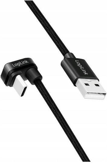 LogiLink Braided / Regular USB 2.0 Cable USB-C male - USB-A Μαύρο 3m CU0195