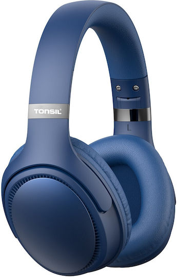 Tonsil Ασύρματα Bluetooth Over Ear Ακουστικά με Ραδιόφωνο με 55 ώρες Λειτουργίας Blue
