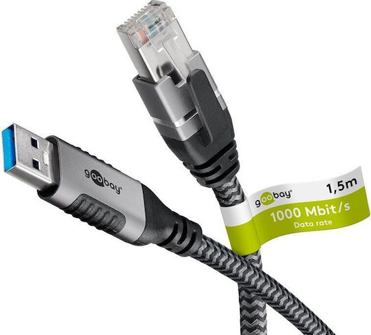 Goobay Μετατροπέας USB-A male σε Ethernet male Ασημί 1τμχ 70497