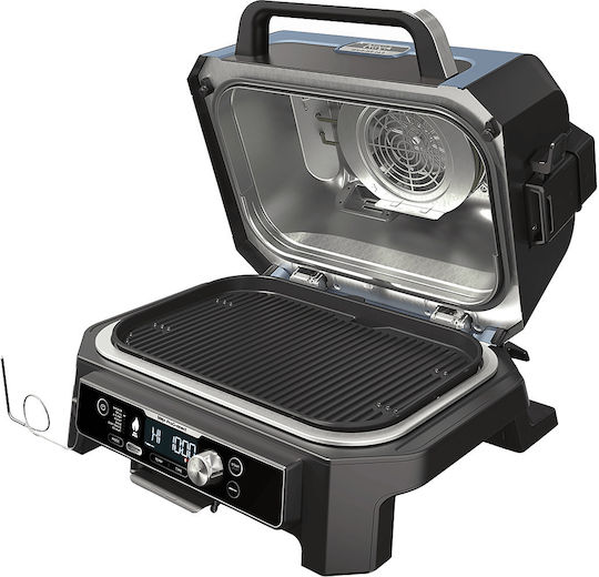 Ninja Woodfire Pro Connect XL Επιτραπέζια Ηλεκτρική Ψησταριά Αυλακωτής Πλάκας 1700W με Καπάκι και Ρυθμιζόμενο Θερμοστάτη OG901EU