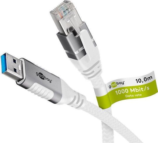 Goobay U/UTP Cat.6 Καλώδιο Δικτύου Ethernet 10m Λευκό 1τμχ 74163