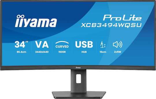 Iiyama ProLite XCB3494WQSU-B1 Ultrawide VA HDR Curved Monitor 34" QHD 3440x1440