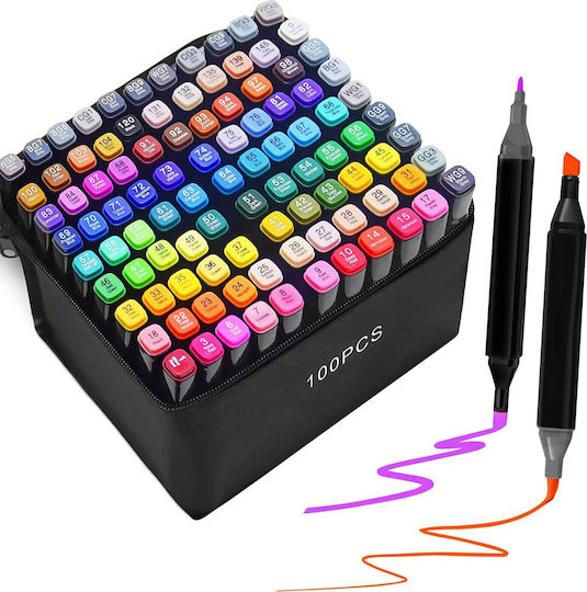 Extralink Μαρκαδόροι Ζωγραφικής με Διπλή Μύτη Σετ 100 χρώματα