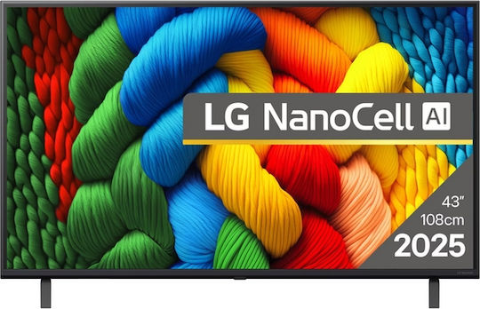 LG Smart Τηλεόραση 43" 4K UHD LED NanoCell 43NANO80A3B HDR (2025)