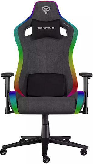 Genesis Trit 660 Υφασμάτινη Καρέκλα Gaming με Ρυθμιζόμενα Μπράτσα και RGB Φωτισμό Γκρι