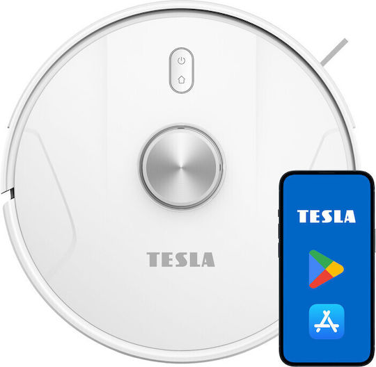 Tesla Robostar Iq700 Σκούπα Ρομπότ για Σκούπισμα & Σφουγγάρισμα με Χαρτογράφηση και Wi-Fi Λευκή