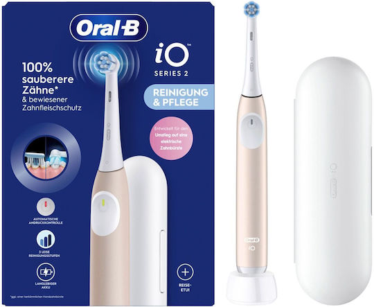 Oral-B iO Series 2 Ηλεκτρική Οδοντόβουρτσα με Αισθητήρα Πίεσης και Θήκη Ταξιδίου Calm Pink