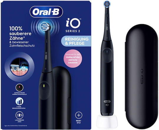 Oral-B Io Series 2 Ηλεκτρική Οδοντόβουρτσα με Αισθητήρα Πίεσης και Θήκη Ταξιδίου Μαύρη