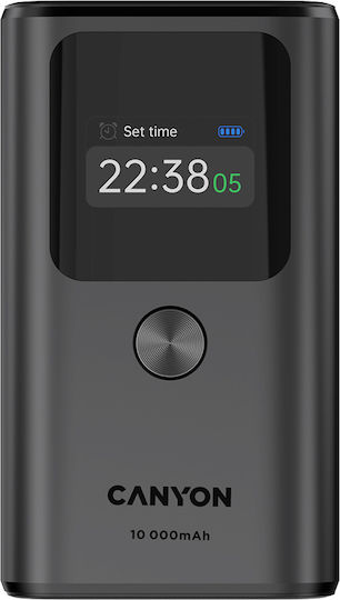 Canyon OnPower 130 10000mAh 30W με Θύρα USB-A και 2 Θύρες USB-C Power Delivery Dark Gray