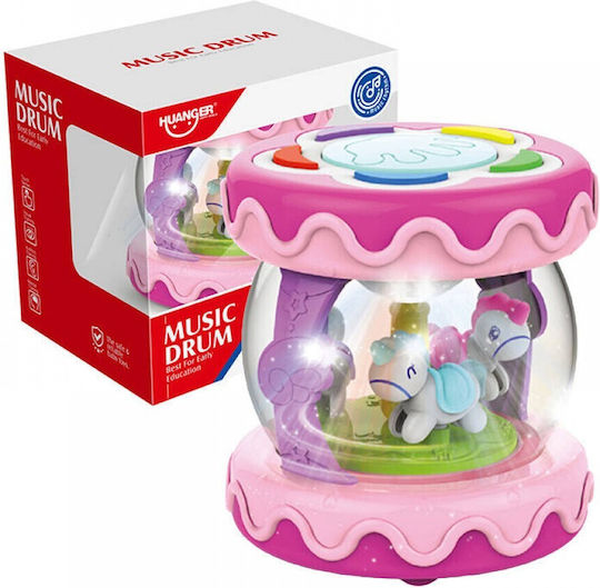 Huanger Μουσικό Όργανο Τύμπανο με Φως και Ήχους για 18+ Μηνών Pink HE0702