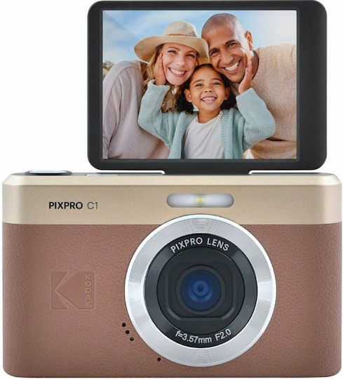 Kodak Pixpro C1 Compact Φωτογραφική Μηχανή 13MP Οπτικού Ζουμ 4x Καφέ
