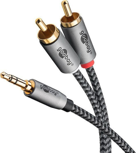 Goobay Καλώδιο 3.5mm male - RCA female Γκρι 0.5m (65284)