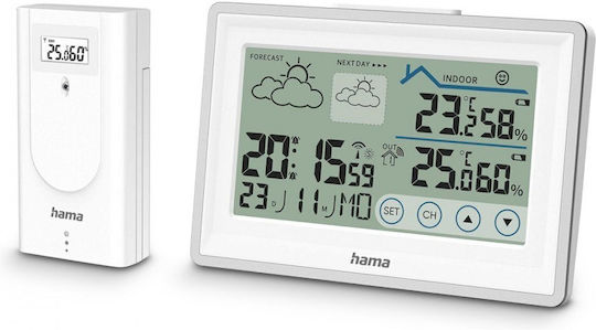 HAMA 00222228 Ασύρματος Μετεωρολογικός Σταθμός Ψηφιακός Επιτραπέζιος Λευκός