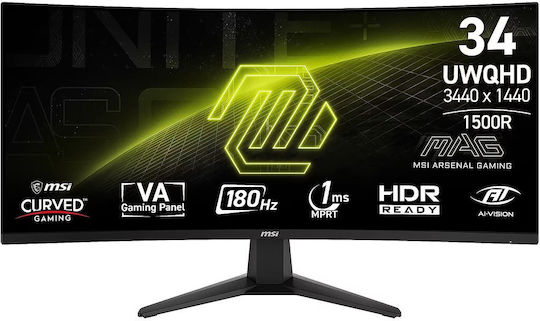 MSI MAG 346CQ Ultrawide VA HDR Curved Gaming Monitor 34" QHD 3440x1440 180Hz με Χρόνο Απόκρισης 1ms GTG