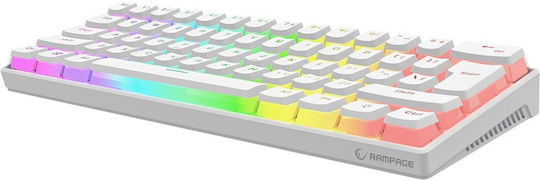 Rampage Radiant K11 RGB Ασύρματο Gaming Μηχανικό Πληκτρολόγιο 60% με Outemu Red διακόπτες και Φωτιζόμενα πλήκτρα (Αγγλικό US) Λευκό